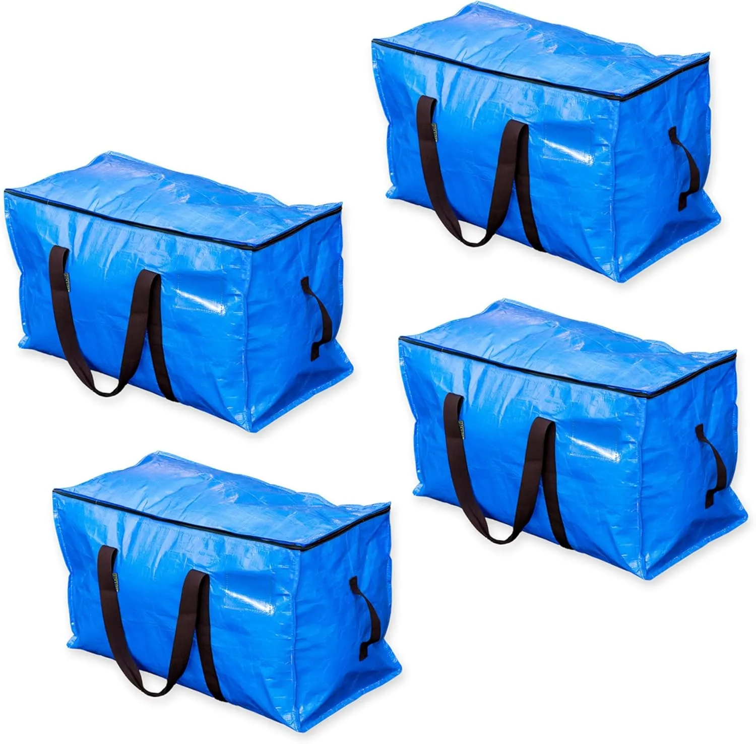 Blue Moving Bags Heavy Duty Extra Large Storage Bags with Zipper and Handles, Moving Supplies Moving Storage Bags, 23 Gallon Capacity, 4 Pack