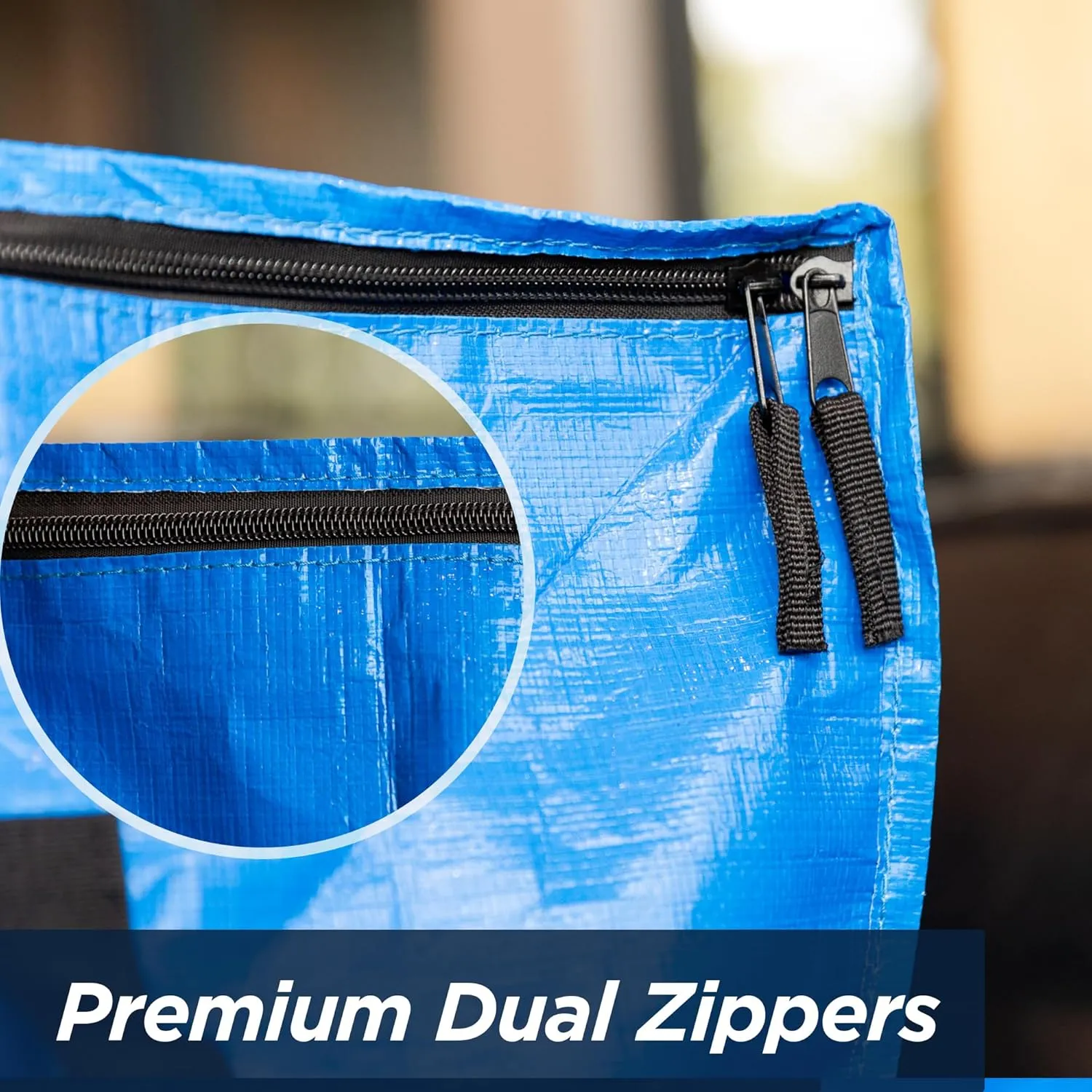 Blue Moving Bags Heavy Duty Extra Large Storage Bags with Zipper and Handles, Moving Supplies Moving Storage Bags, 23 Gallon Capacity, 4 Pack