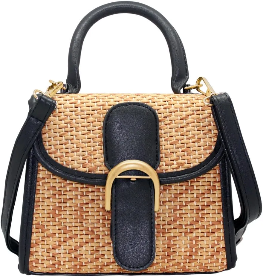 boshiho Retro Straw Woven Handbag Womens Small Cross Body Bag Shoulder Messenger Satchel