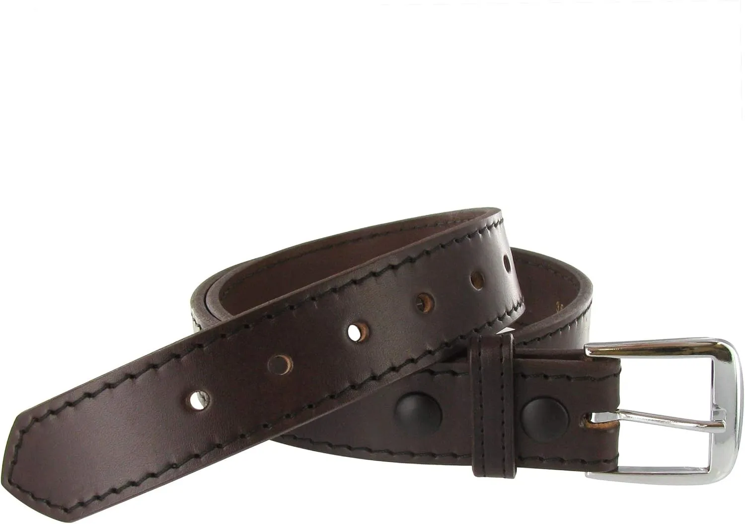 Boston Leather Men's 1.5" Stitched Edge One Piece 10-12 Oz Leather Belt (54, Brown)