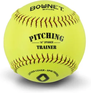 Bownet Flat Seam Softball Spinner Slowpitch Fastpitch Training Aid, Genuine Leather - Pitcher Training and Practice Softball Balls - Slow Pitch and Fastpitch Training Aid