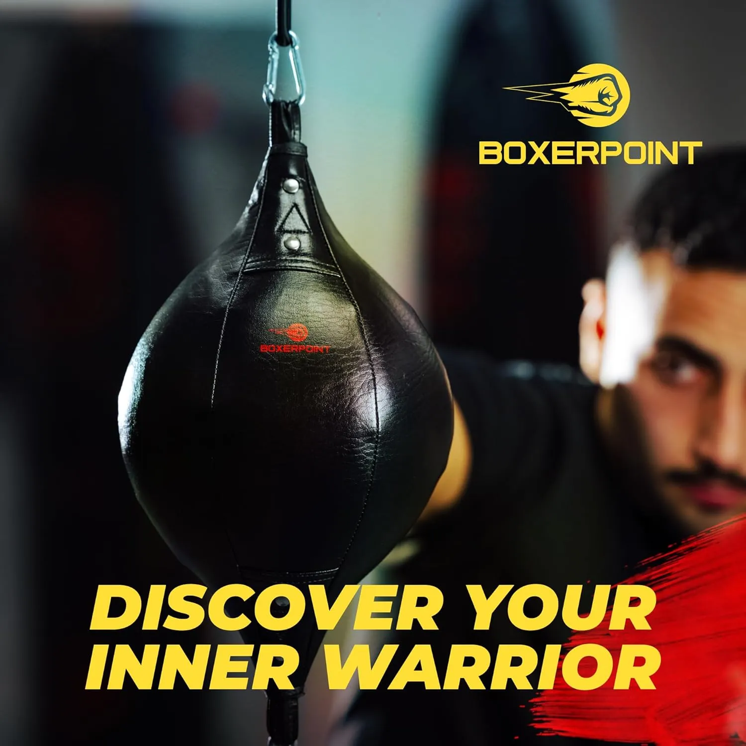 Boxerpoint Bag for Boxing - Premium Punching Bags - Durable PU Leather & Adjustable Cords Double Ended Punching Bag, Speed Bags for Adults & Kids, Boxing Equipment