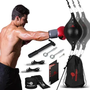 Boxerpoint Bag for Boxing - Premium Punching Bags - Durable PU Leather & Adjustable Cords Double Ended Punching Bag, Speed Bags for Adults & Kids, Boxing Equipment