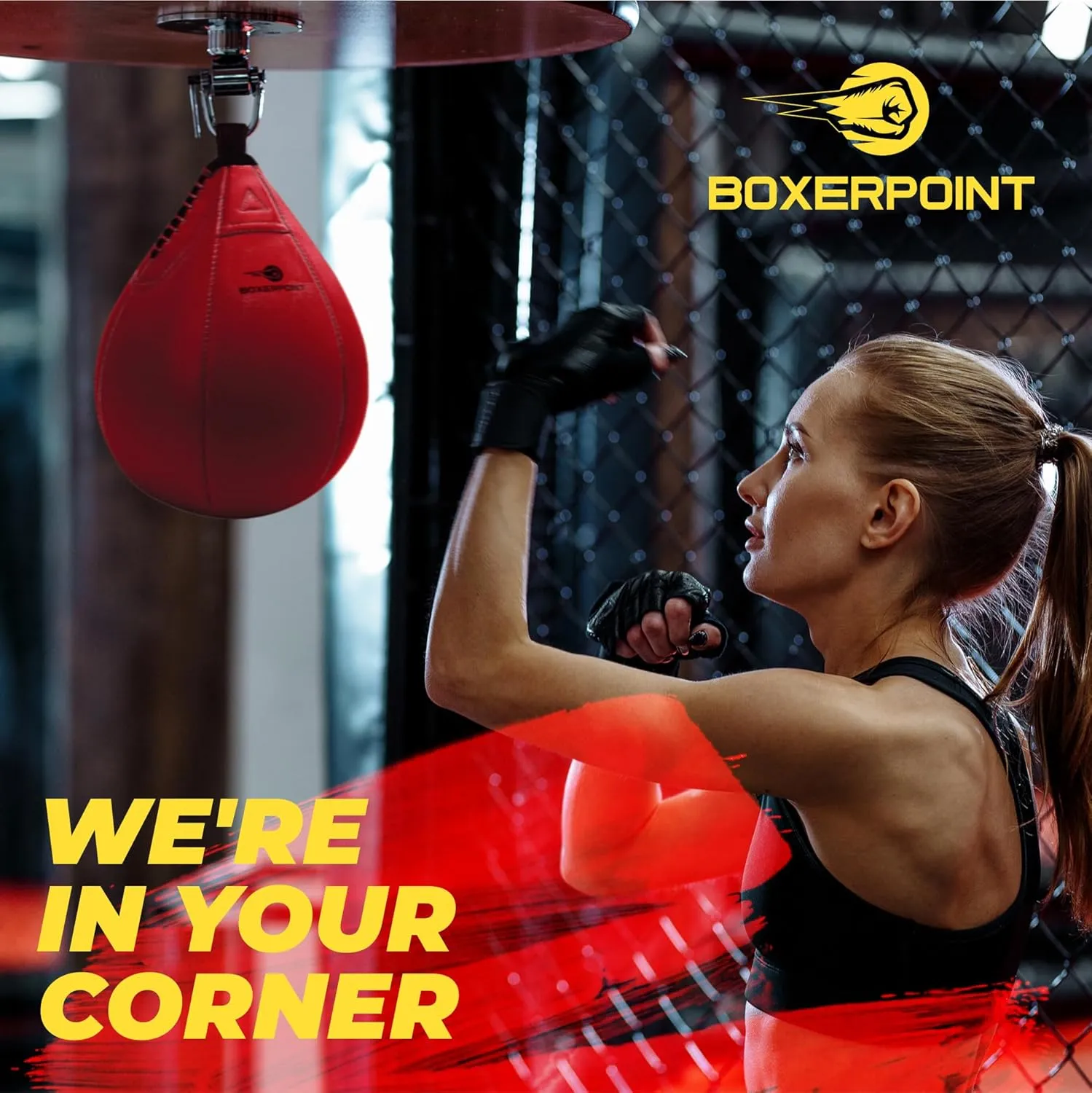 BOXERPOINT Speed Bag for Boxing - Durable PU Leather Punching Bag for Adults - Anti-Leak Boxing Bags Home Gym Training Equipment, Portable Heavy Bags - Large Reflex Ball, Indoor & Outdoor