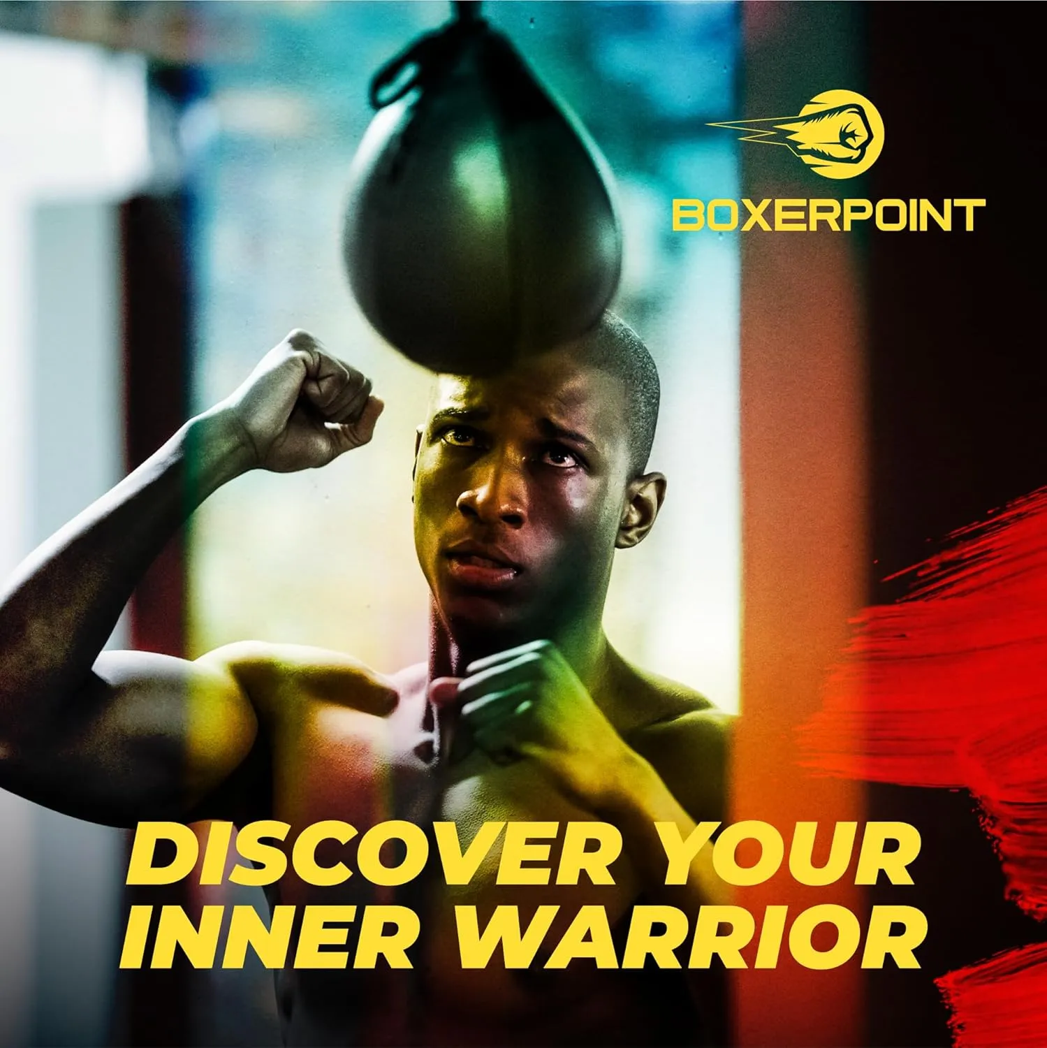 BOXERPOINT Speed Bag for Boxing - Durable PU Leather Punching Bag for Adults - Anti-Leak Boxing Bags Home Gym Training Equipment, Portable Heavy Bags - Large Reflex Ball, Indoor & Outdoor