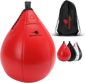 BOXERPOINT Speed Bag for Boxing - Durable PU Leather Punching Bag for Adults - Anti-Leak Boxing Bags Home Gym Training Equipment, Portable Heavy Bags - Large Reflex Ball, Indoor & Outdoor