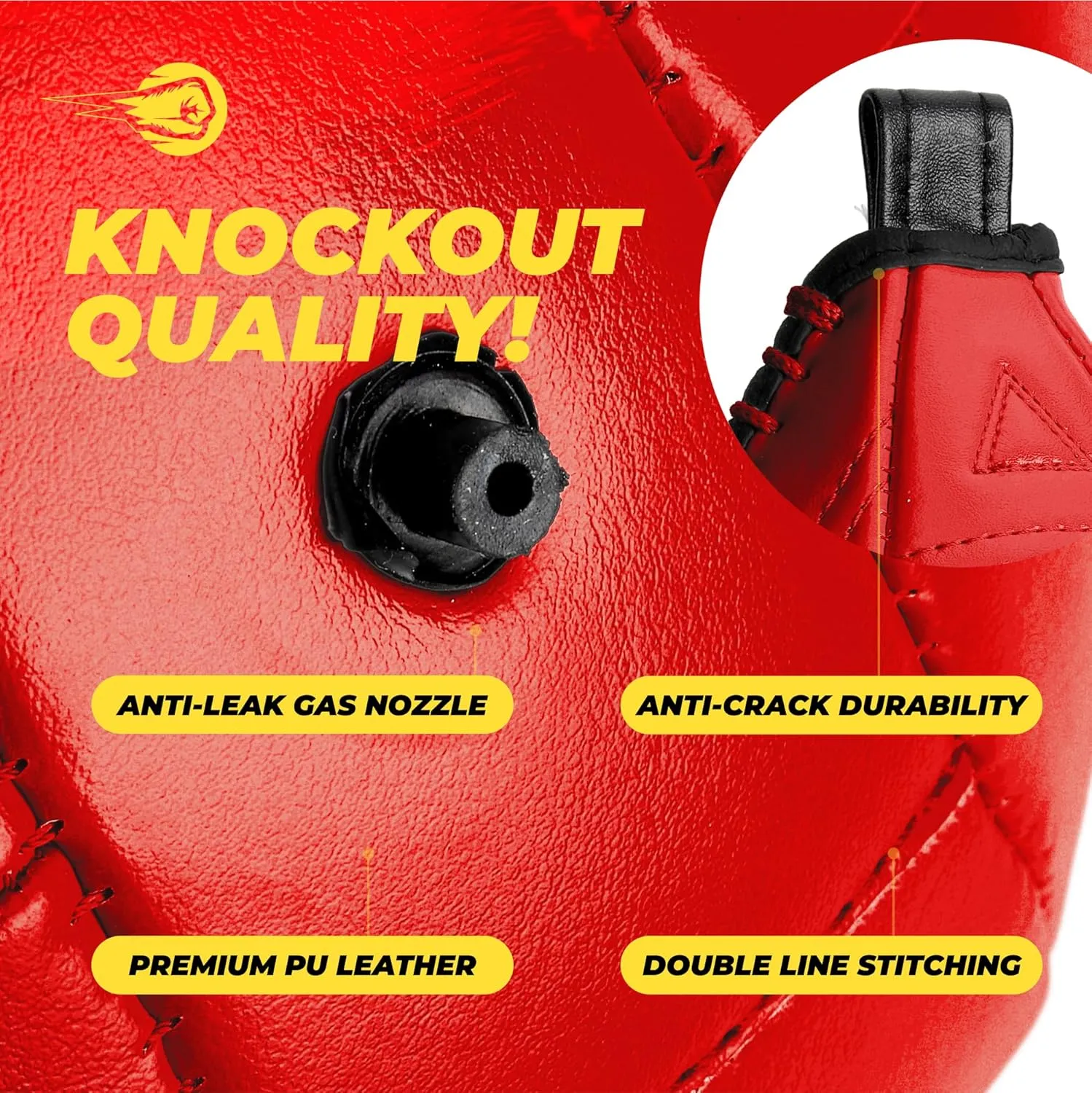 BOXERPOINT Speed Bag for Boxing - Durable PU Leather Punching Bag for Adults - Anti-Leak Boxing Bags Home Gym Training Equipment, Portable Heavy Bags - Large Reflex Ball, Indoor & Outdoor