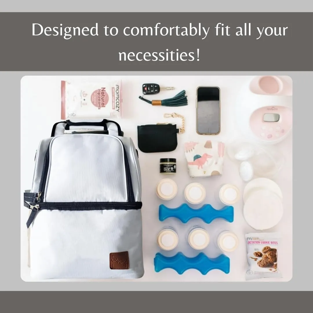 Breast Milk Cooler Travel Bag - Leak-Proof Wearable Breast Pump Bag Keeps Milk Cool for 12 Hrs - Polyester Breast Milk Bags w/Multiple Compartments - Bottle Cooler Bag for Breast Pump