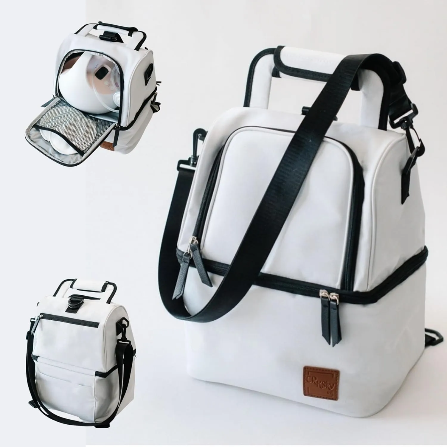 Breast Milk Cooler Travel Bag - Leak-Proof Wearable Breast Pump Bag Keeps Milk Cool for 12 Hrs - Polyester Breast Milk Bags w/Multiple Compartments - Bottle Cooler Bag for Breast Pump