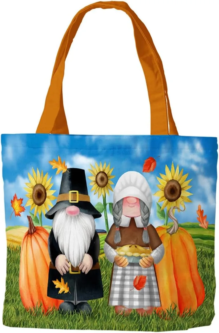 Briarwood Lane Thanksgiving Gnomes Tote Bag 15" x 14" x 7"