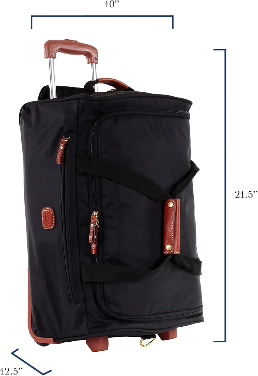 Bric's X-Bag Rolling Duffel Bag - 21 Inch Carry On Travel Bag for Men and Women - Luxury Weekender Luggage - Black