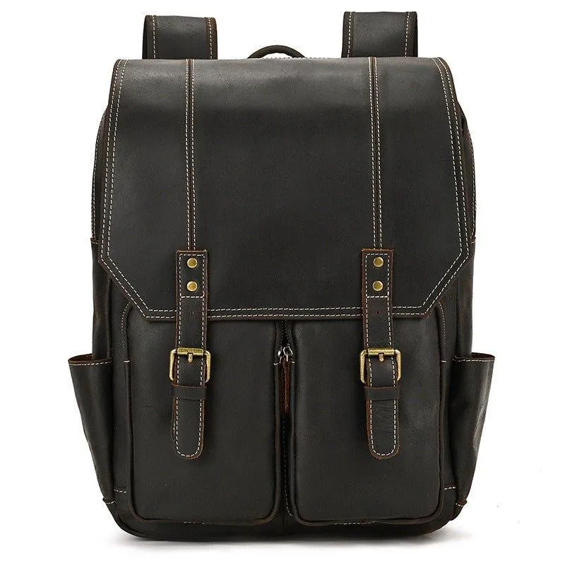 Brown Leather Backpack Vintage for 17" Laptop