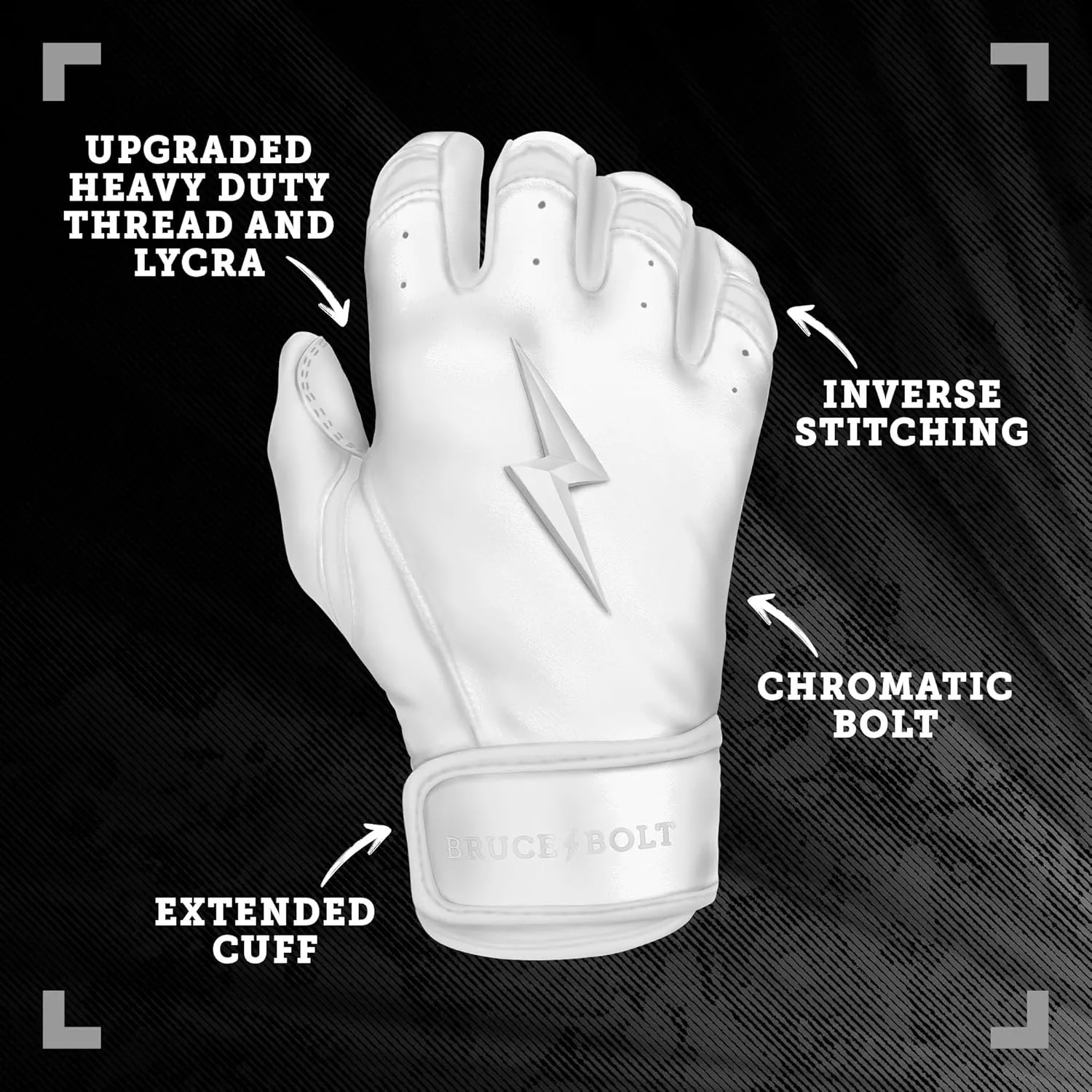 BRUCE BOLT Chrome Series Short Cuff Batting Gloves - Multiple Colors - Adult & Youth Sizes