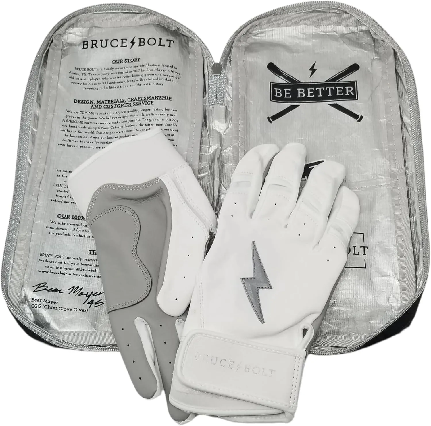 BRUCE BOLT Chrome Series Short Cuff Batting Gloves - Multiple Colors - Adult & Youth Sizes