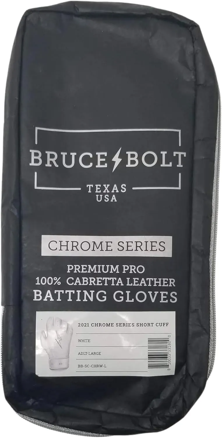 BRUCE BOLT Chrome Series Short Cuff Batting Gloves - Multiple Colors - Adult & Youth Sizes