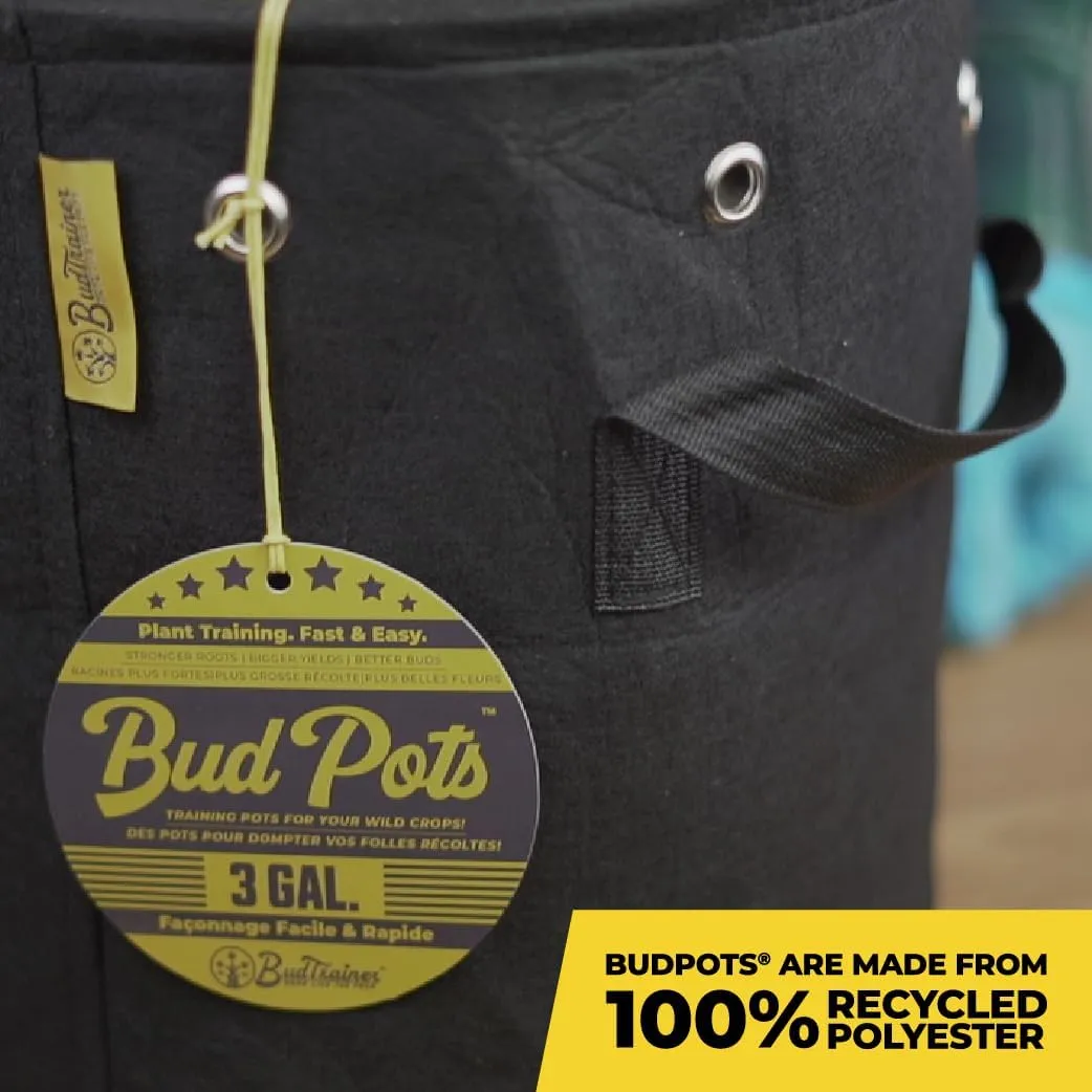 BudPots for Optimal Plant Growth | 5 Gallon Fabric Pots (18.9L) | 4-Pack | Metal Reinforced Rim - Sturdy & Never Collapses | Promotes Dense & Healthy Roots | Low Stress Training | Reusabe