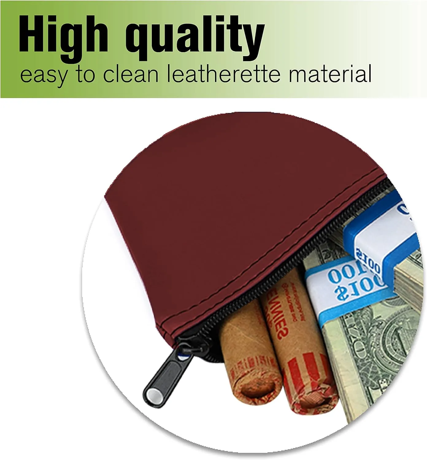 Burgundy Expanded Vinyl Reusable Deposit Bag - 11W x 6H