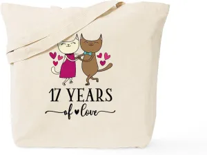 CafePress 17Th Anniversary Reusable Natural Beige Canvas Shopping Bag