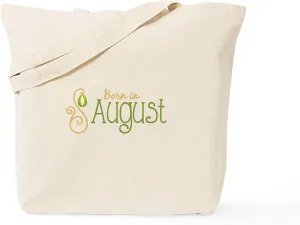 CafePress Born In August Tote Bag Reusable Natural Beige Canvas Shopping Bag