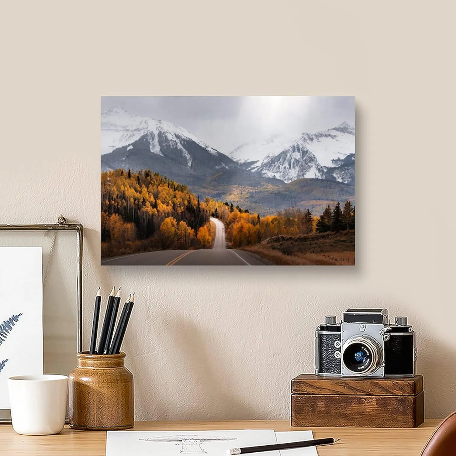 CafePress Canvas Wall Art A Scenic Road in Colorado Ready to Hang for Living Room, Bedroom or Office