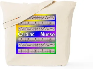 CafePress Ff Cardiac Nurse 1 Tote Bag Reusable Natural Beige Canvas Shopping Bag