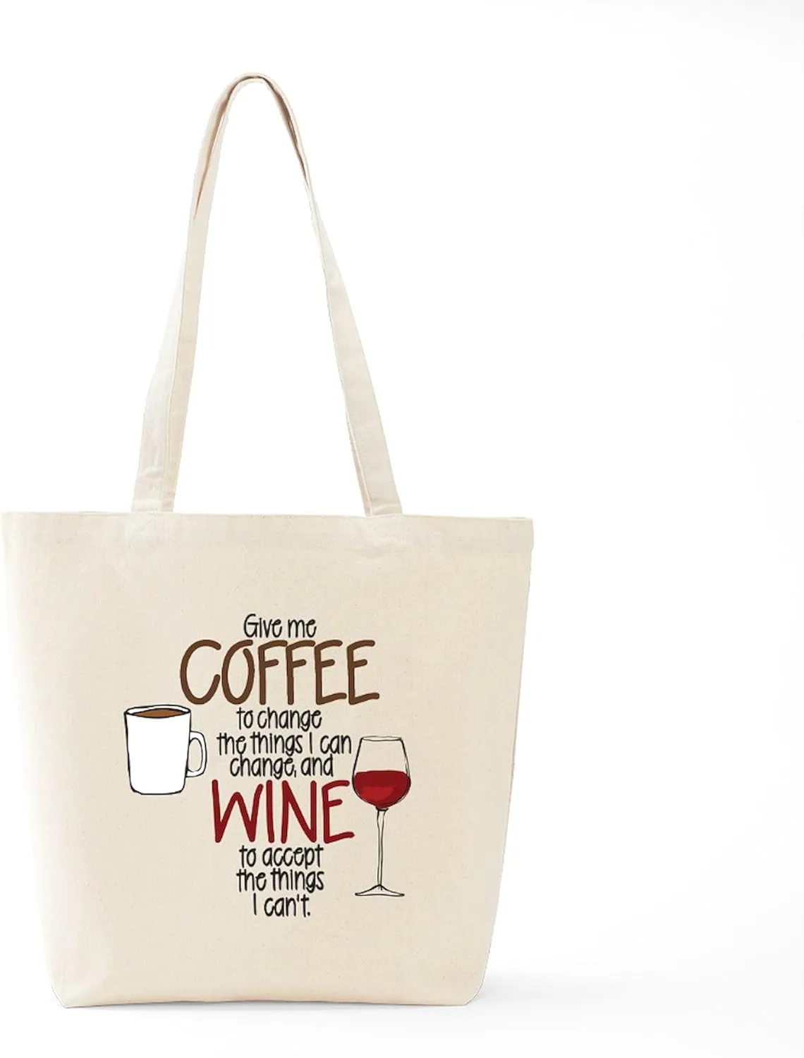 CafePress Give Me Coffee To Change The Things I Can Tote Bag Reusable Natural Beige Canvas Shopping Bag