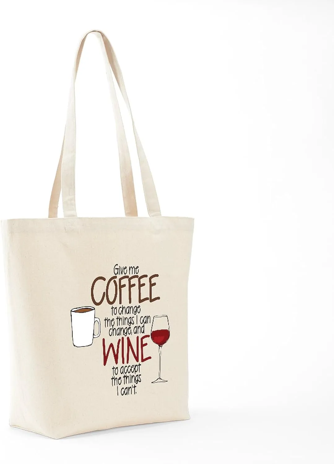CafePress Give Me Coffee To Change The Things I Can Tote Bag Reusable Natural Beige Canvas Shopping Bag