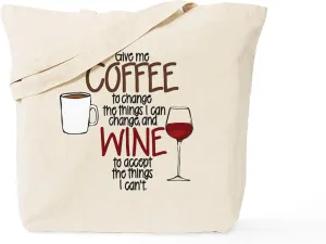 CafePress Give Me Coffee To Change The Things I Can Tote Bag Reusable Natural Beige Canvas Shopping Bag