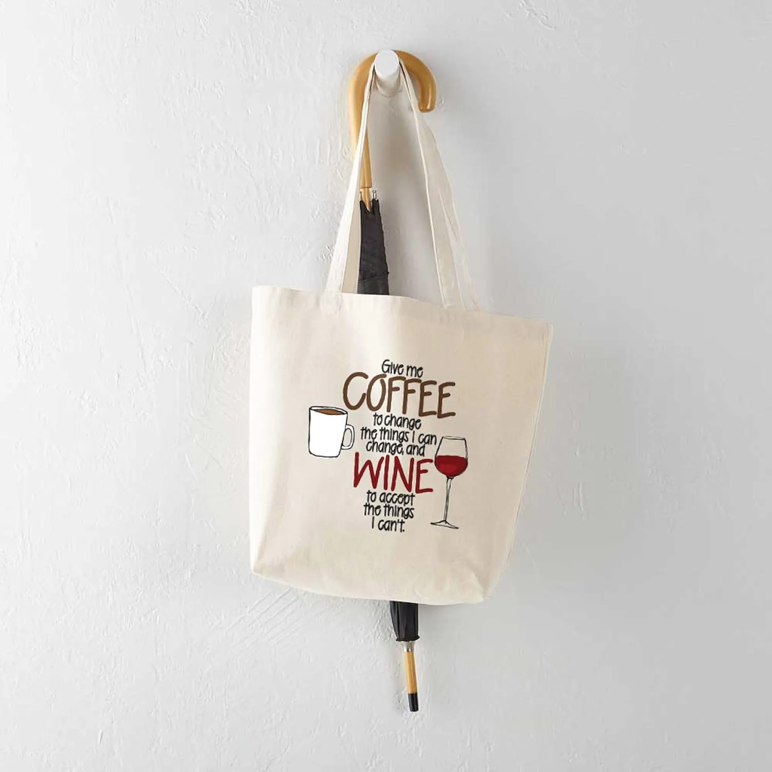 CafePress Give Me Coffee To Change The Things I Can Tote Bag Reusable Natural Beige Canvas Shopping Bag
