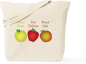 CafePress Granny Smith Red Delicious Royal Gala Tote Bag Reusable Natural Beige Canvas Shopping Bag