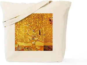 CafePress Gustav Klimt Tree Of Life Art Nouveau Tote Bag Reusable Natural Beige Canvas Shopping Bag