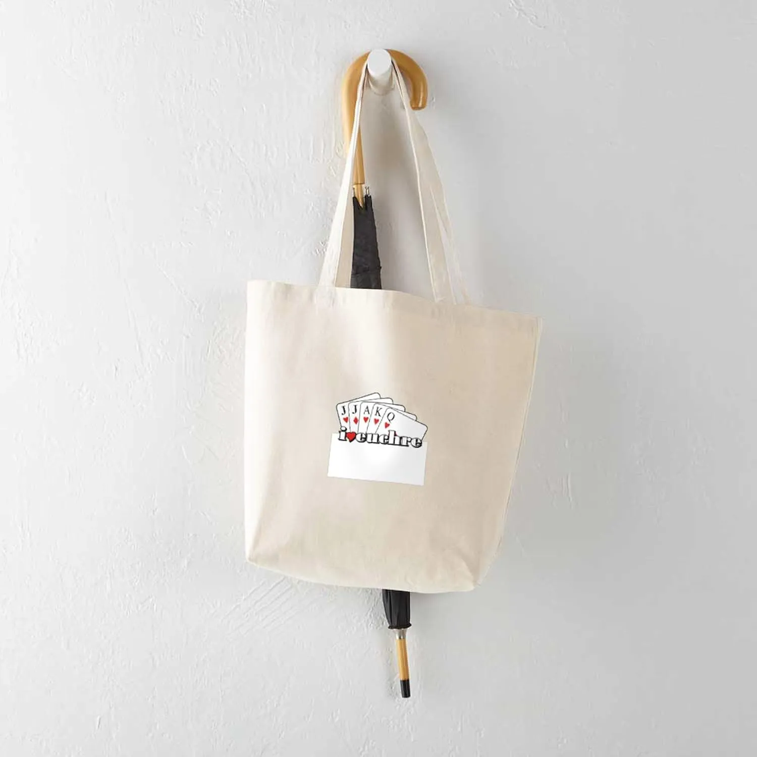 CafePress I Heart Euchre Tote Bag Reusable Natural Beige Canvas Shopping Bag