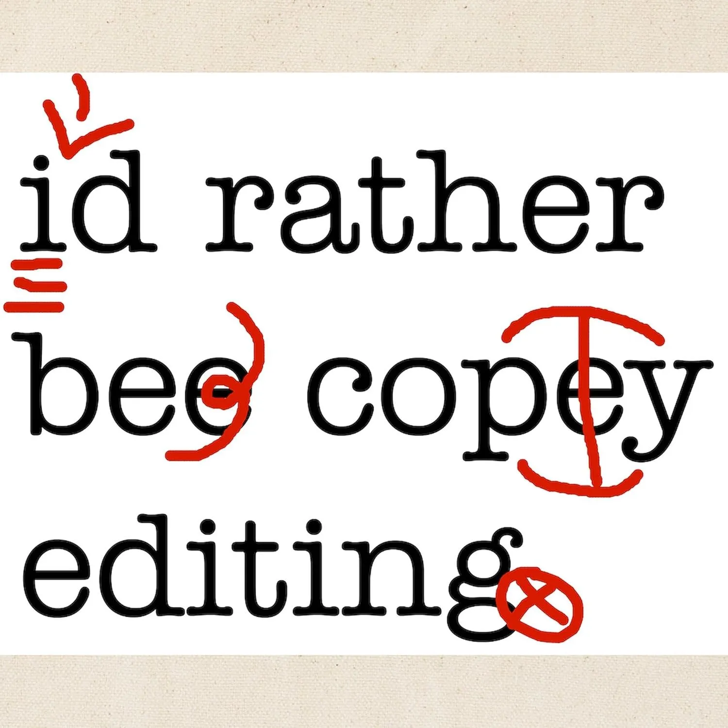CafePress I'd Rather Be Copy Editing. Tote Bag Natural Canvas Tote Bag, Reusable Shopping Bag