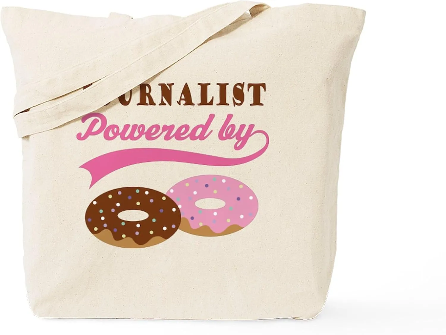 CafePress Journalist Gift Doughnuts Tote Bag Reusable Natural Beige Canvas Shopping Bag