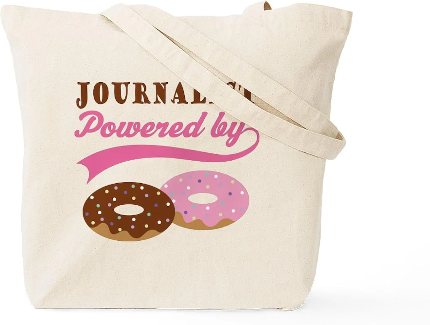CafePress Journalist Gift Doughnuts Tote Bag Reusable Natural Beige Canvas Shopping Bag