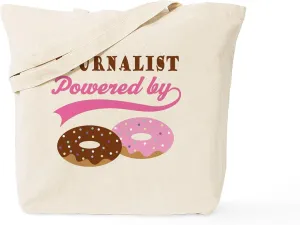 CafePress Journalist Gift Doughnuts Tote Bag Reusable Natural Beige Canvas Shopping Bag