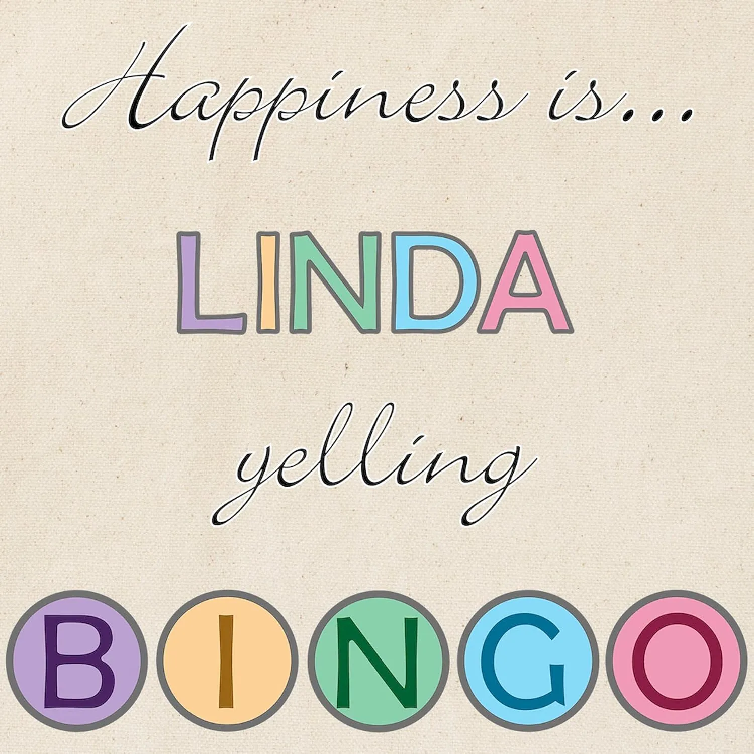CafePress Linda BINGO Tote Bag Reusable Natural Beige Canvas Shopping Bag