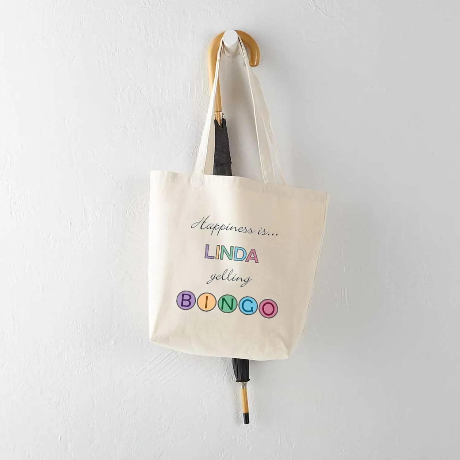 CafePress Linda BINGO Tote Bag Reusable Natural Beige Canvas Shopping Bag