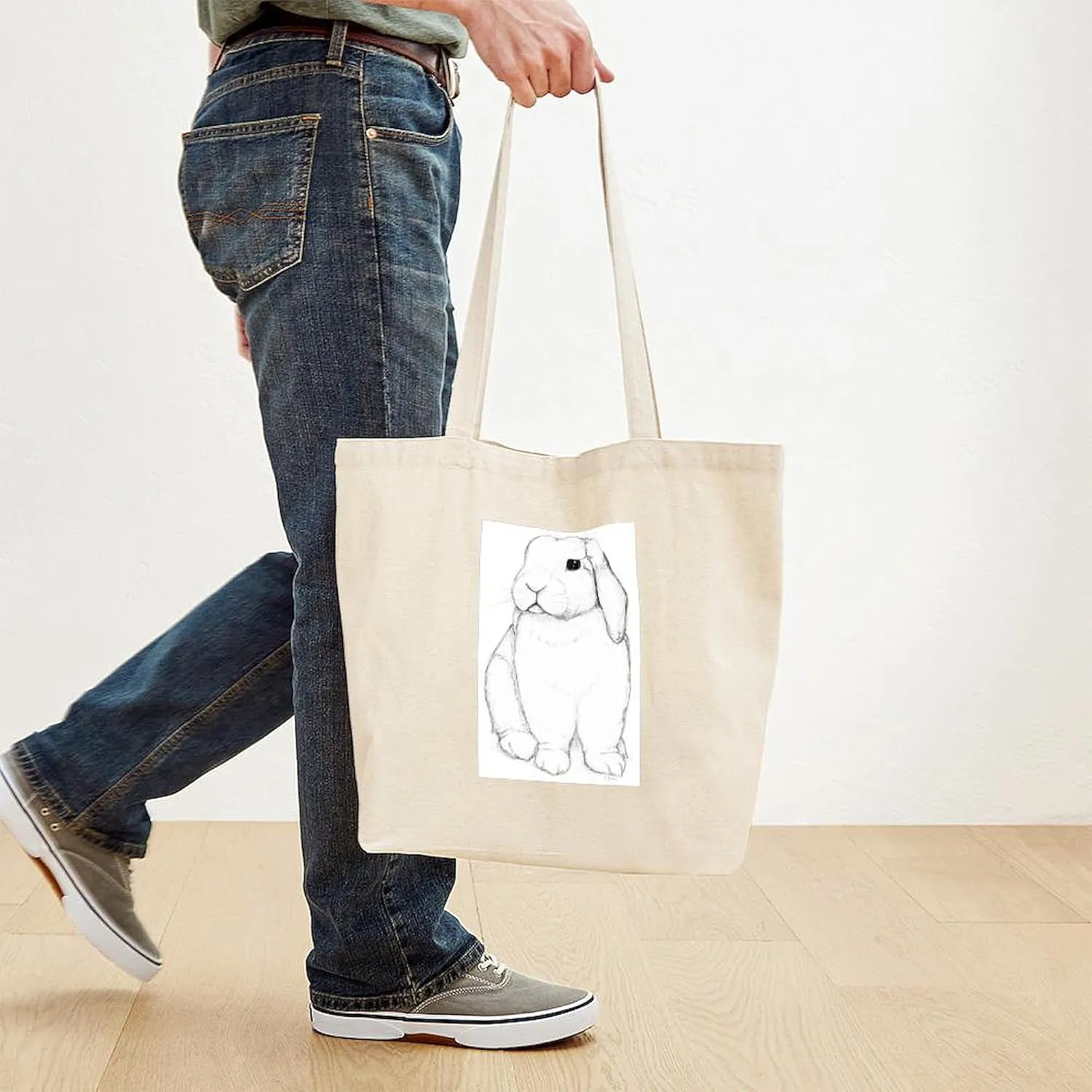 CafePress Lop Rabbit Tote Bag Reusable Natural Beige Canvas Shopping Bag