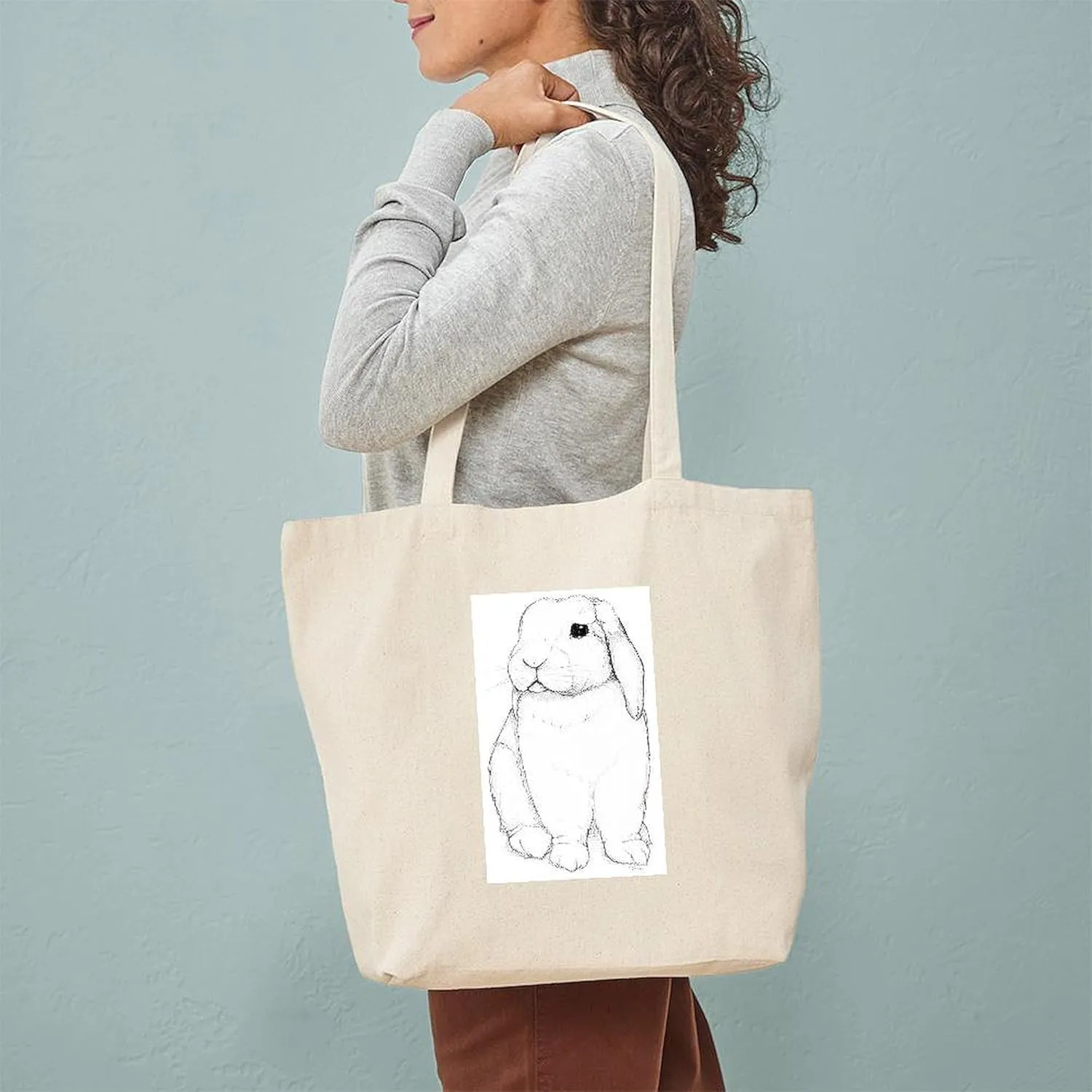 CafePress Lop Rabbit Tote Bag Reusable Natural Beige Canvas Shopping Bag