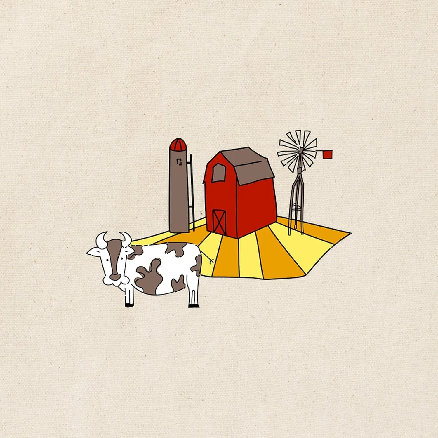 CafePress Midwest Farm Cao Cattle Barn Silo Windmill Tote Ba Reusable Natural Beige Canvas Shopping Bag
