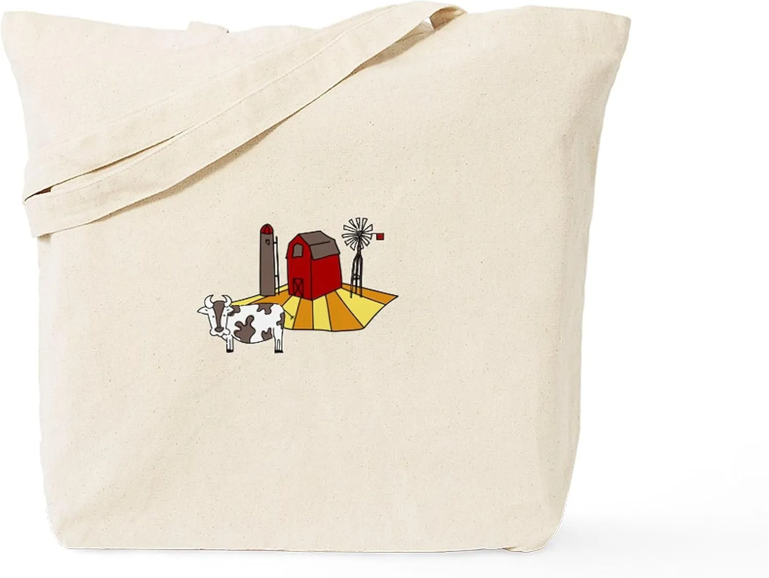 CafePress Midwest Farm Cao Cattle Barn Silo Windmill Tote Ba Reusable Natural Beige Canvas Shopping Bag
