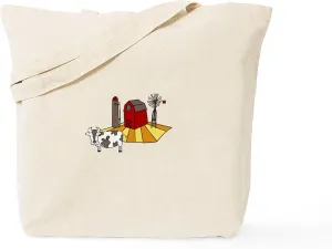 CafePress Midwest Farm Cao Cattle Barn Silo Windmill Tote Ba Reusable Natural Beige Canvas Shopping Bag
