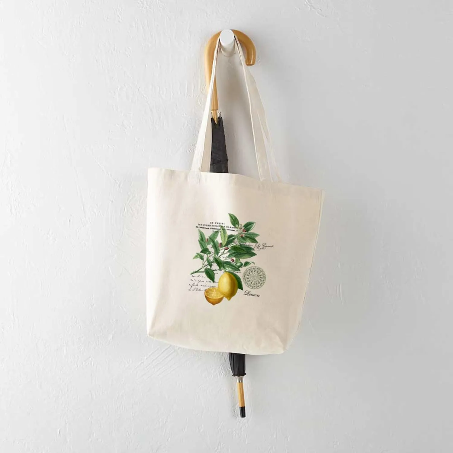 CafePress Modern Vintage Lemons Tote Bag Reusable Natural Beige Canvas Shopping Bag