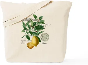 CafePress Modern Vintage Lemons Tote Bag Reusable Natural Beige Canvas Shopping Bag