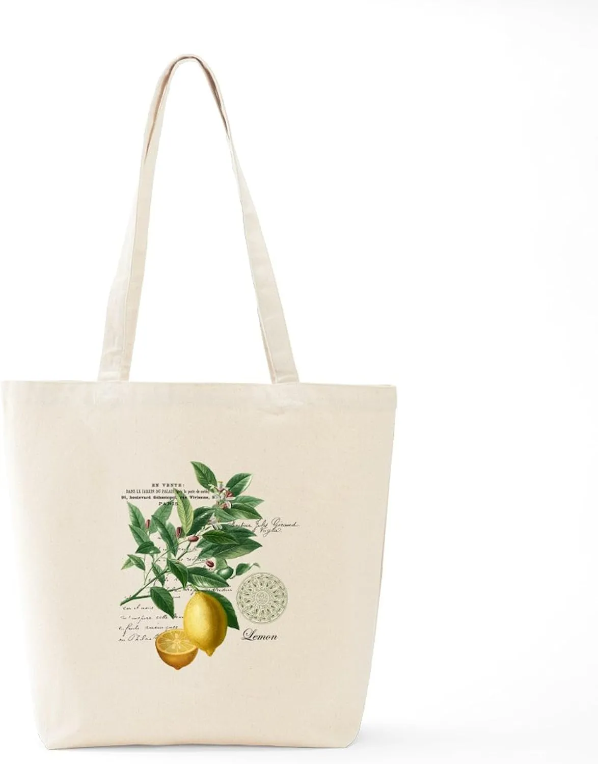 CafePress Modern Vintage Lemons Tote Bag Reusable Natural Beige Canvas Shopping Bag