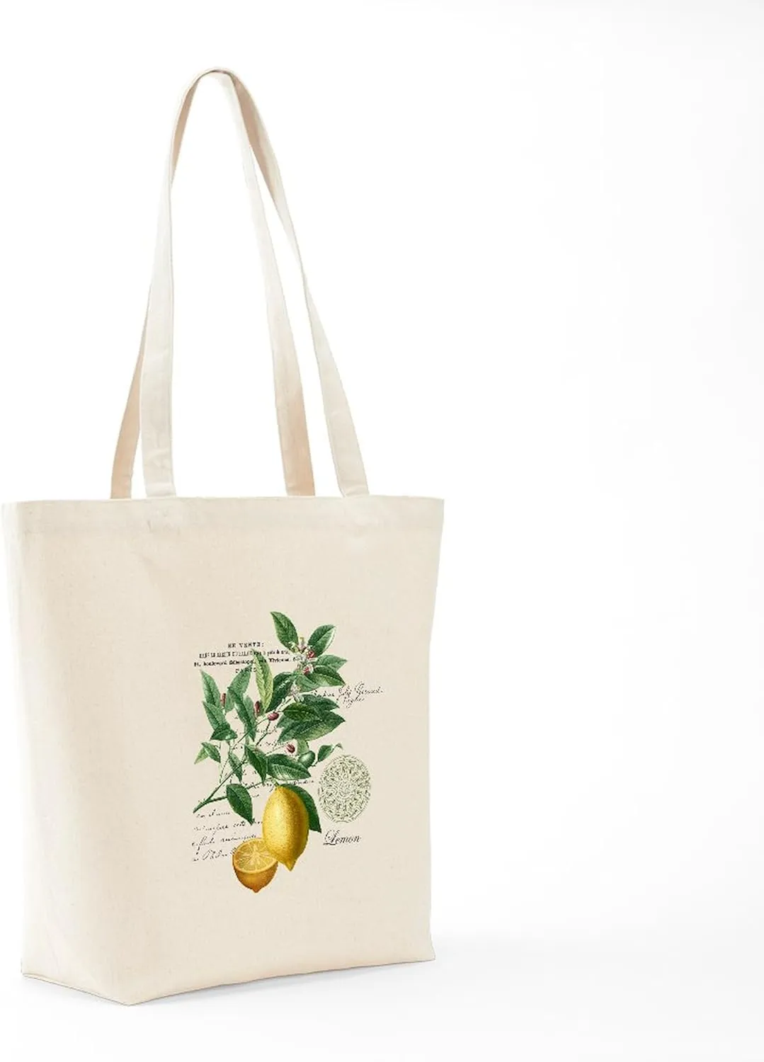 CafePress Modern Vintage Lemons Tote Bag Reusable Natural Beige Canvas Shopping Bag