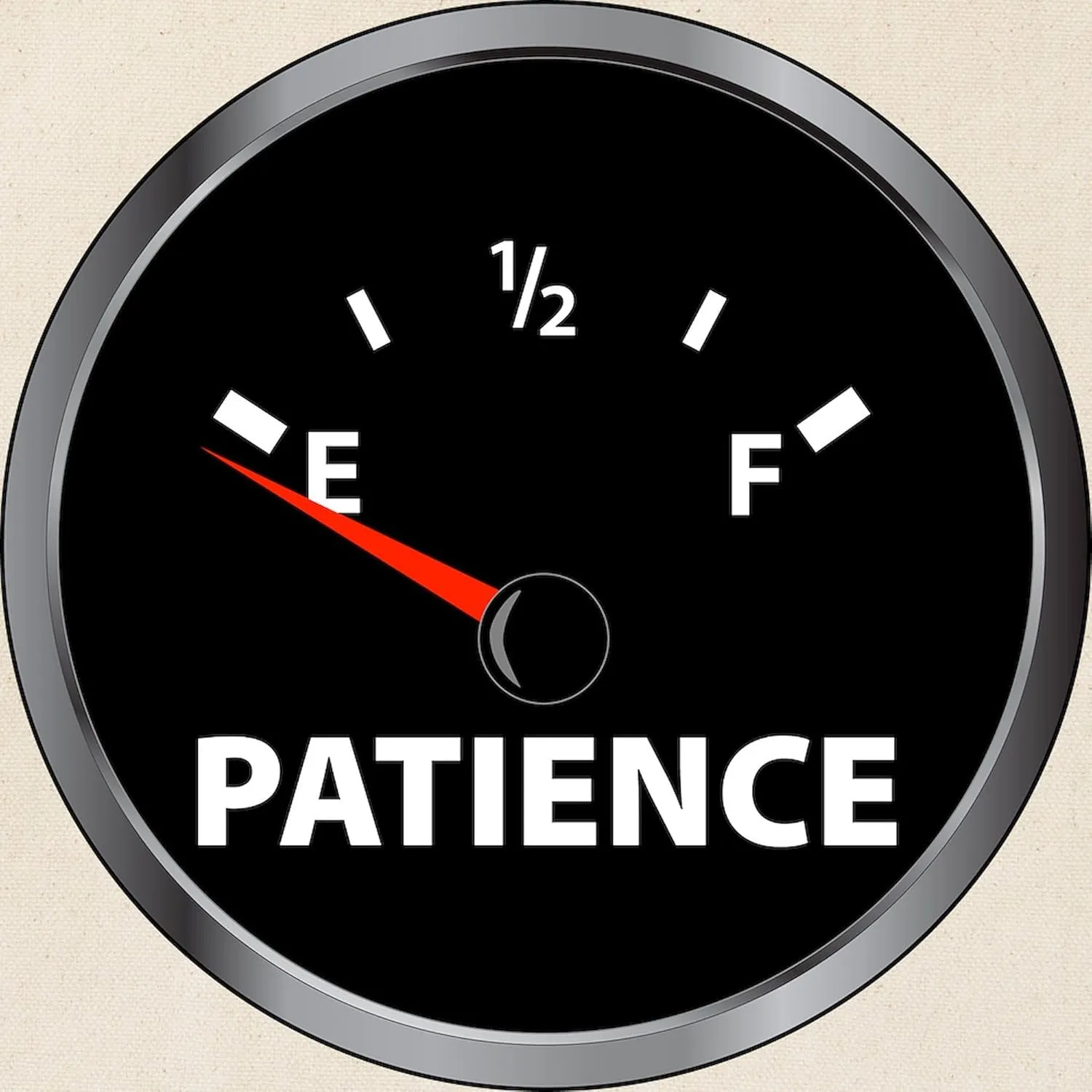 CafePress Out Of Patience Fuel Gauge Tote Bag Reusable Natural Beige Canvas Shopping Bag
