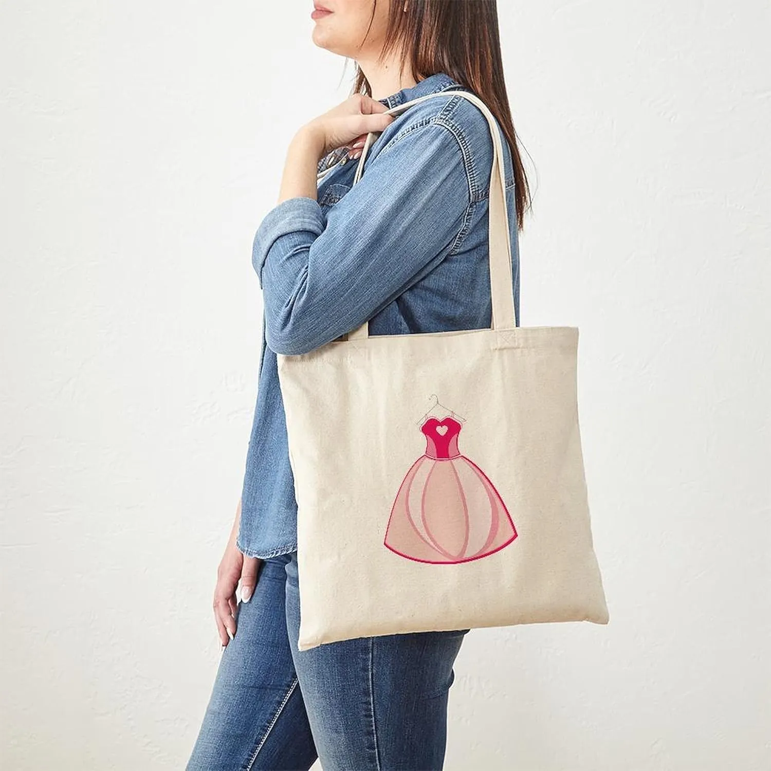 CafePress Princess Dress Gown Tote Bag Reusable Natural Beige Canvas Shopping Bag