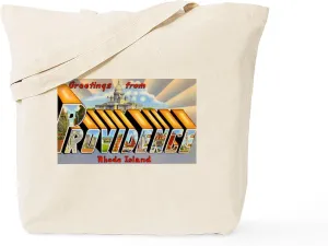 CafePress Providence Rhode Island Greetings Tote Bag Reusable Natural Beige Canvas Shopping Bag